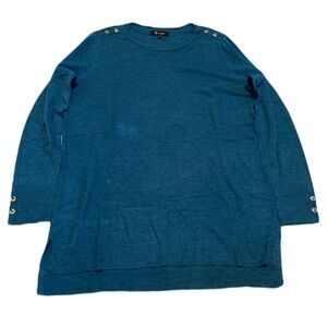 Lily Morgan Teal Blue Button-Detail Sweater - Size Large